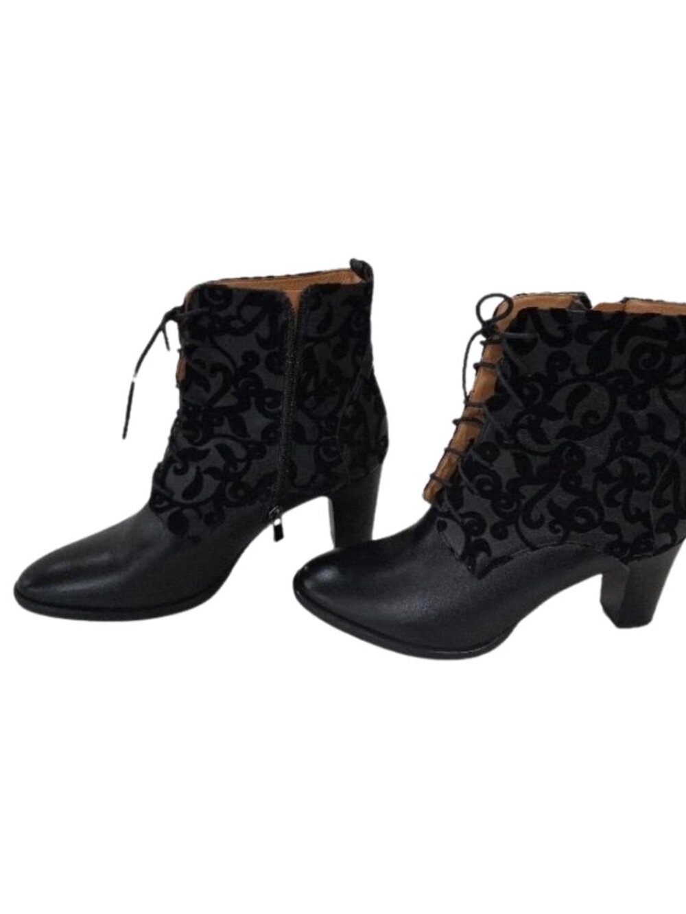Embassy London Velvet Flocked Lace-Up Ankle Boots EU 40 / US 9 Dark Romantic - Picture 2 of 7